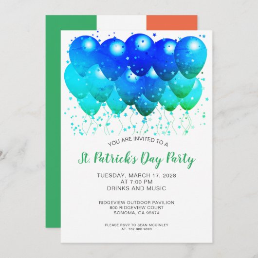 St. Patrick's Day Irish Celebration Party Kaart (Voorkant / Achterkant)