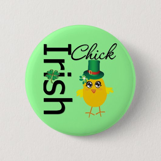 St. Patrick's Day Irish Chick Ronde Button 5,7 Cm (Voorkant)