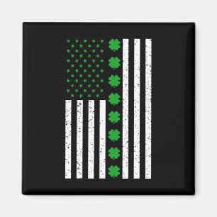 St Patricks Day Irish Clover American Flag Magneet