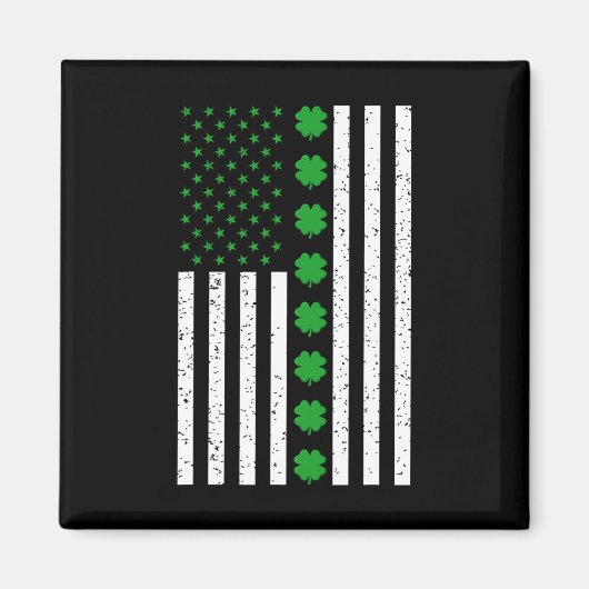 St Patricks Day Irish Clover American Flag Magneet (Voorkant)