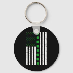St Patricks Day Irish Clover American Flag Sleutelhanger