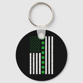 St Patricks Day Irish Clover American Flag Sleutelhanger