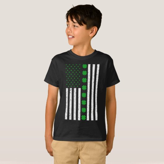 St Patricks Day Irish Clover American Flag T-shirt (Voorkant volledig)