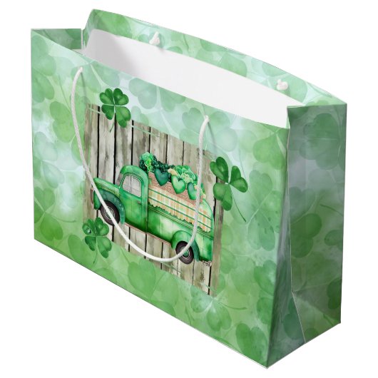 St. Patrick's Day Irish Clovers Truck Groot Cadeauzakje (Achterkant Gekanteld)