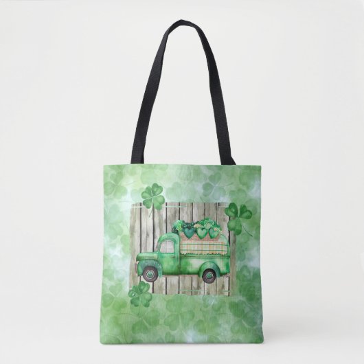 St. Patrick's Day Irish Clovers  Truck Tote Bag (Voorkant)