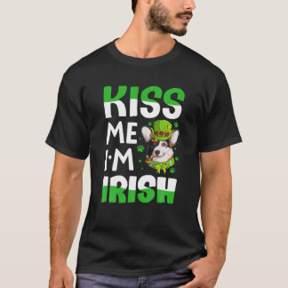 St. Patrick's Day Irish Corgi - Kiss me Ik ben Ier T-shirt