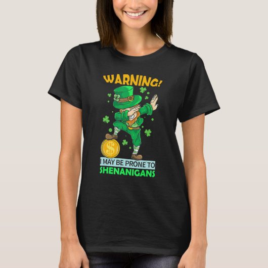 St Patricks Day Irish Dabbing Leprechaun Shenaniga T-shirt (Voorkant)