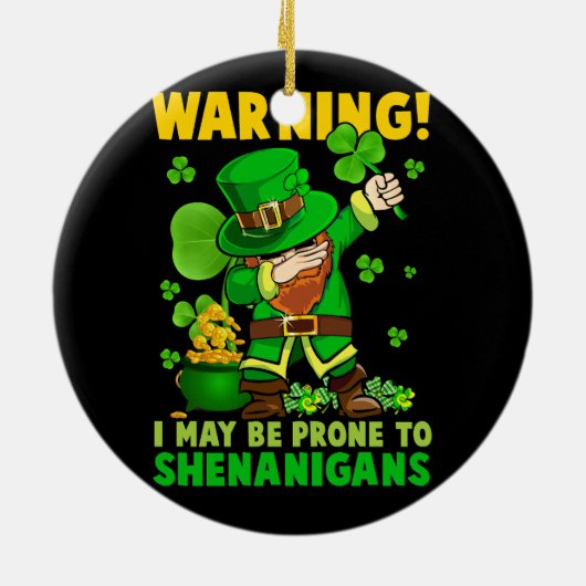 St Patricks Day Irish Dabbing Leprechaun St Patric Keramisch Ornament (Achterkant)