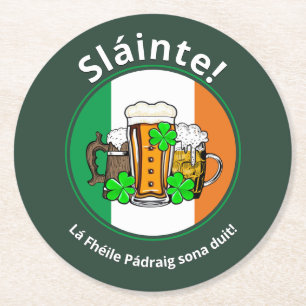 ST PATRICKS DAY Irish Flag Beer Ronde Kartonnen Onderzetter