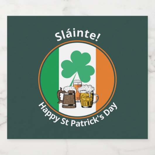 St Patricks Day Irish Flag Bier Etiket (Enkel label)