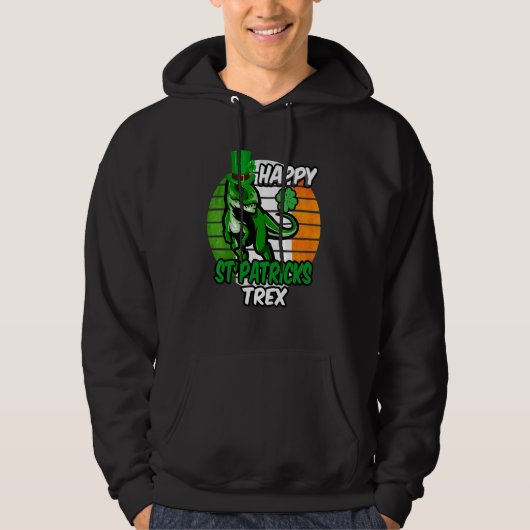 St Patrick's Day Irish Flag Dinosaur Shamrock Suns Hoodie (Voorkant)