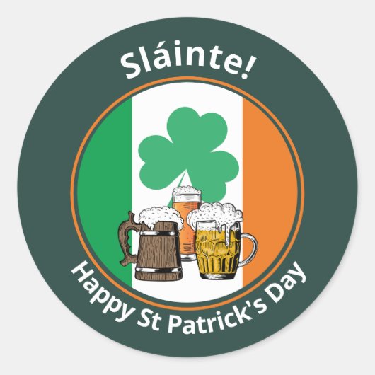 St Patricks Day Irish Flag Ronde Sticker (Voorkant)