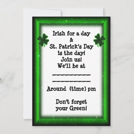 St. Patrick's Day Irish for a Day Kaart (Achterkant)