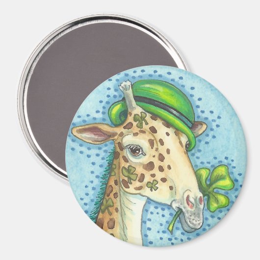 ST. PATRICK'S DAY IRISH GIRAFFE MAGNET Round (Voorkant / Achterkant)