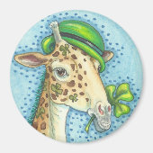 ST. PATRICK'S DAY IRISH GIRAFFE MAGNET Round (Voorkant)
