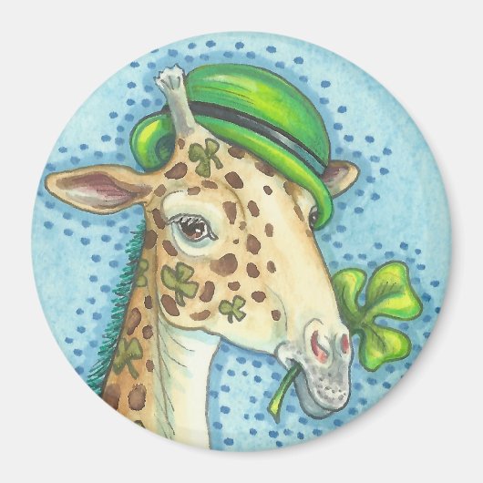 ST. PATRICK'S DAY IRISH GIRAFFE MAGNET Round (Voorkant)