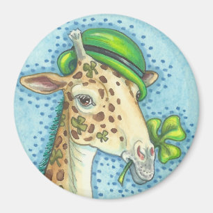 ST. PATRICK'S DAY IRISH GIRAFFE MAGNET Round