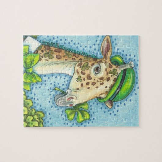 St. Patrick's Day IRISH GIRAFFE & SHAMROCKS PUZZLE Legpuzzel (Horizontaal)