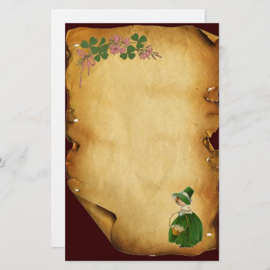 ST PATRICK'S DAY - IRISH GIRL EN SHAMROCKS BRIEFPAPIER (Voorkant / Achterkant)