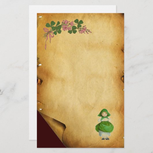 ST PATRICK'S DAY - IRISH GIRL EN SHAMROCKS BRIEFPAPIER (Voorkant / Achterkant)