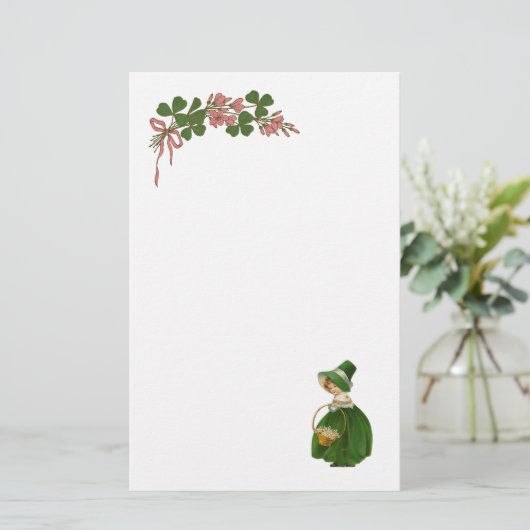 ST PATRICK'S DAY - IRISH GIRL EN SHAMROCKS BRIEFPAPIER (Staand voorkant)