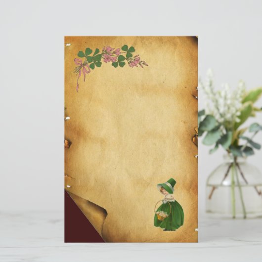 ST PATRICK'S DAY - IRISH GIRL EN SHAMROCKS BRIEFPAPIER (Staand voorkant)