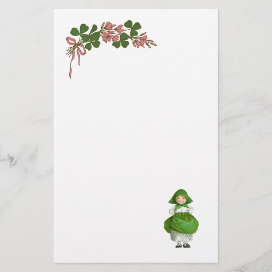ST PATRICK'S DAY - IRISH GIRL EN SHAMROCKS BRIEFPAPIER (Voorkant)