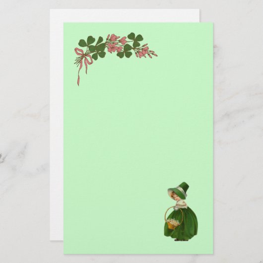 ST PATRICK'S DAY - IRISH GIRL EN SHAMROCKS BRIEFPAPIER (Voorkant / Achterkant)