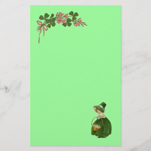 ST PATRICK'S DAY - IRISH GIRL EN SHAMROCKS BRIEFPAPIER (Voorkant)