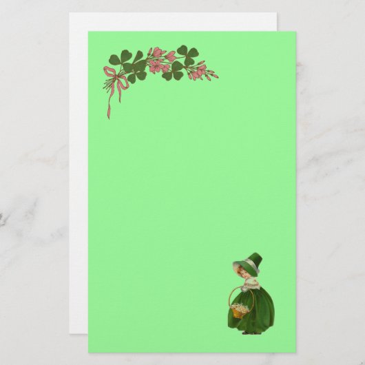 ST PATRICK'S DAY - IRISH GIRL EN SHAMROCKS BRIEFPAPIER (Voorkant / Achterkant)