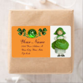 ST PATRICK'S DAY - IRISH GIRL EN SHAMROCKS ETIKET (Insitu)