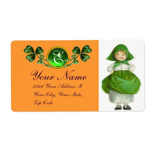 ST PATRICK'S DAY - IRISH GIRL EN SHAMROCKS ETIKET (Voorkant)