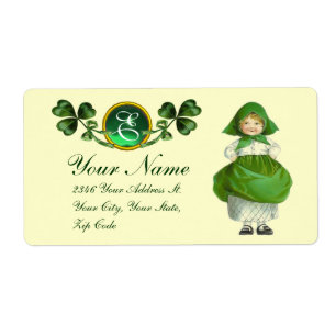 ST PATRICK'S DAY - IRISH GIRL EN SHAMROCKS ETIKET