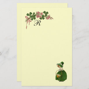 ST PATRICK'S DAY, IRISH GIRL EN SHAMROCKS MONOGRAM BRIEFPAPIER