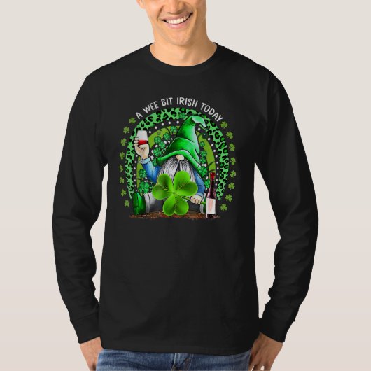 St Patrick's Day Irish Gnome Drink Wine Shamrock R T-shirt (Voorkant)