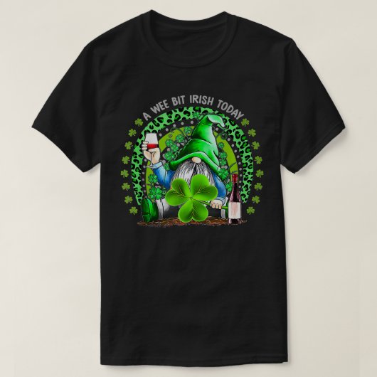 St. Patricks Day Irish Gnome Drink Wine Shamrock R T-shirt (Design voorkant)