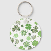St. Patrick's Day Irish Green and White Clovers Sleutelhanger (Voorkant)