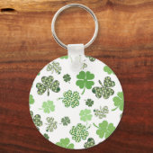 St. Patrick's Day Irish Green and White Clovers Sleutelhanger (Voorkant)