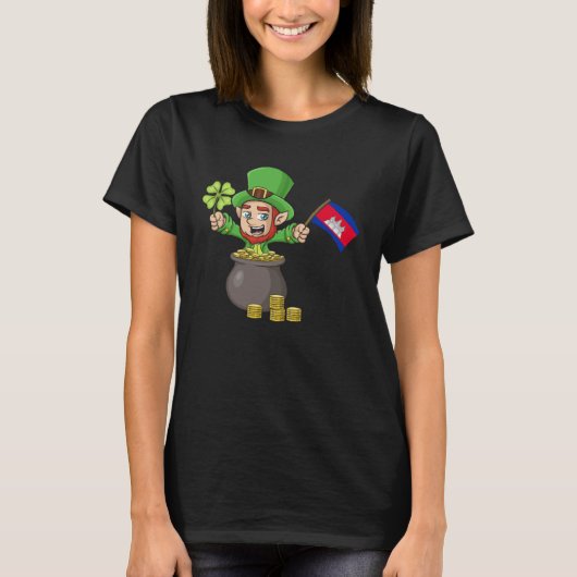 St Patricks Day Irish Green Cambodia Khmer Cambodi T-shirt (Voorkant)