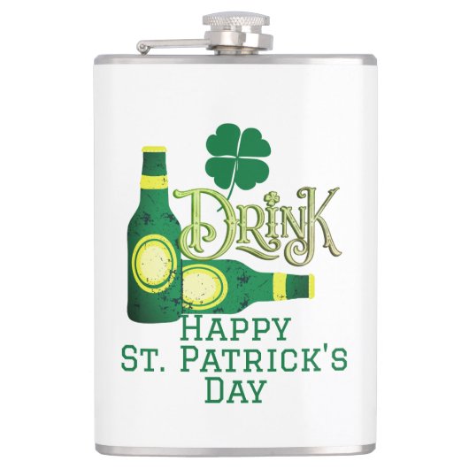 St. Patrick's Day Irish green luck Shamrock Heupfles (Voorkant)