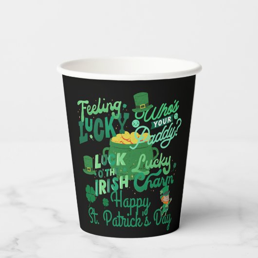 St. Patrick's Day Irish green luck Shamrock Papieren Bekers (Achterkant)