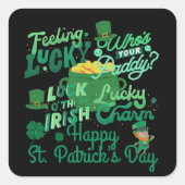 St. Patrick's Day Irish green luck Shamrock Vierkante Sticker (Voorkant)
