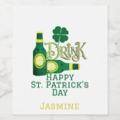 St. Patrick's Day Irish green luck Shamrock Wijn Etiket (Enkel label)