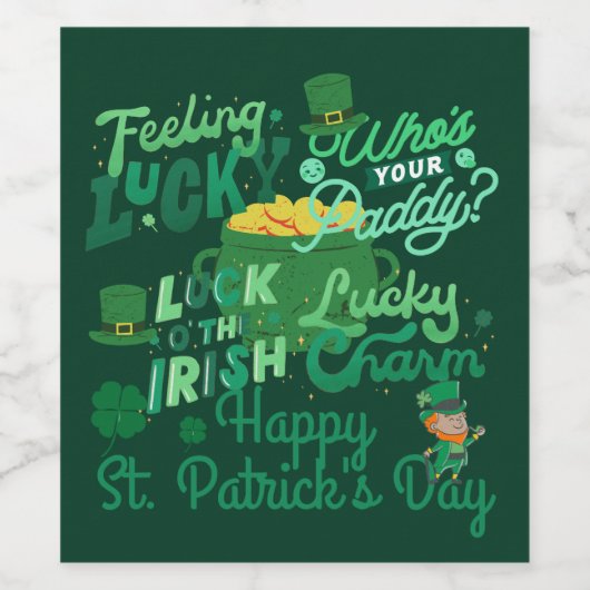 St. Patrick's Day Irish green luck Shamrock Wijn Etiket (Enkel label)