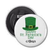 St. Patrick's Day Irish green pet met geluk Shamro Button Flesopener (Voorkant)
