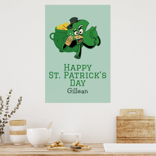 St. Patrick's Day Irish green pet met geluk Shamro Poster (Keuken)
