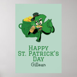 St. Patrick's Day Irish green pet met geluk Shamro Poster