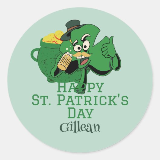 St. Patrick's Day Irish green pet met geluk Shamro Ronde Sticker (Voorkant)