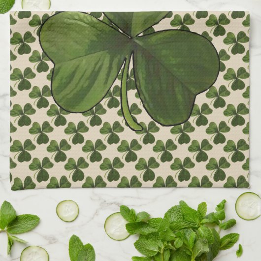 St Patrick's Day Irish Green Shamrock Pattern Theedoek (Gevouwen)