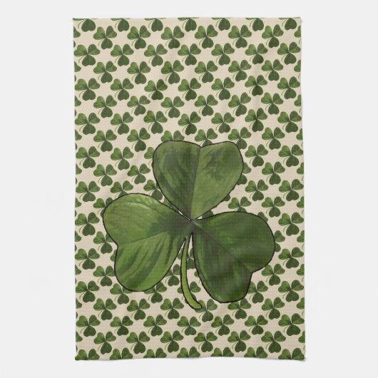 St Patrick's Day Irish Green Shamrock Pattern Theedoek (Verticaal)
